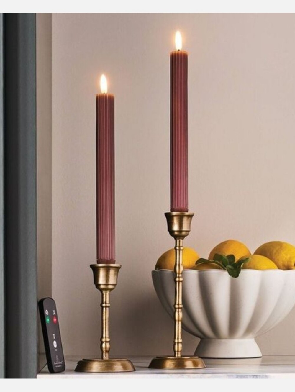 6pk. Ribbed Flameless LED Taper Candles - Red Hearth & Hand™ with Magnolia - Picture 2 of 5